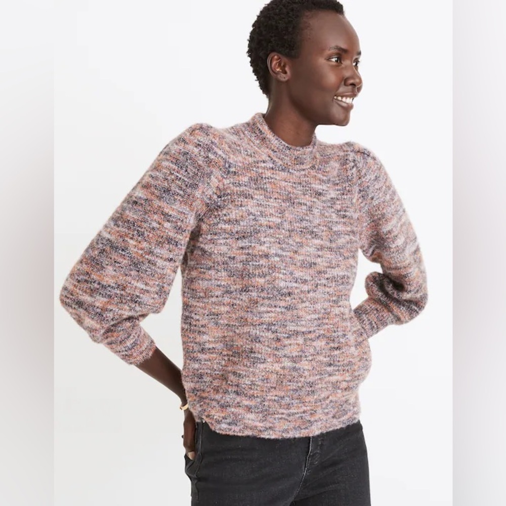 Madewell Women's Marled Crewneck Sweater - Pink and Gray